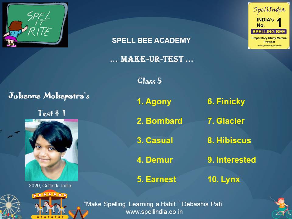 Spelling Word List for Class 5